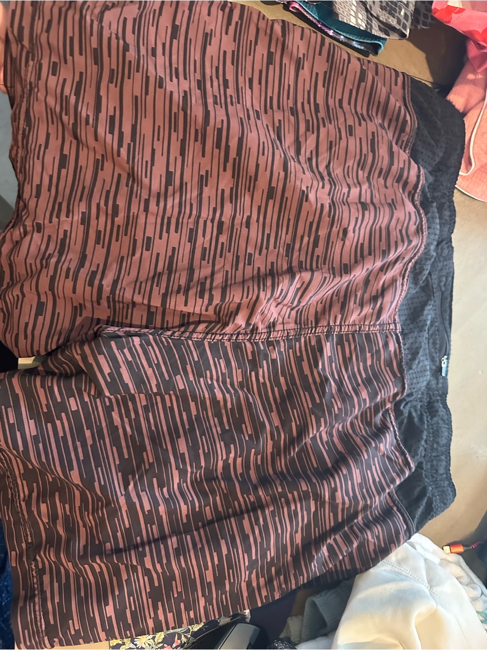 Vuori Men's Pink and Black Patterned A-Line Shorts
